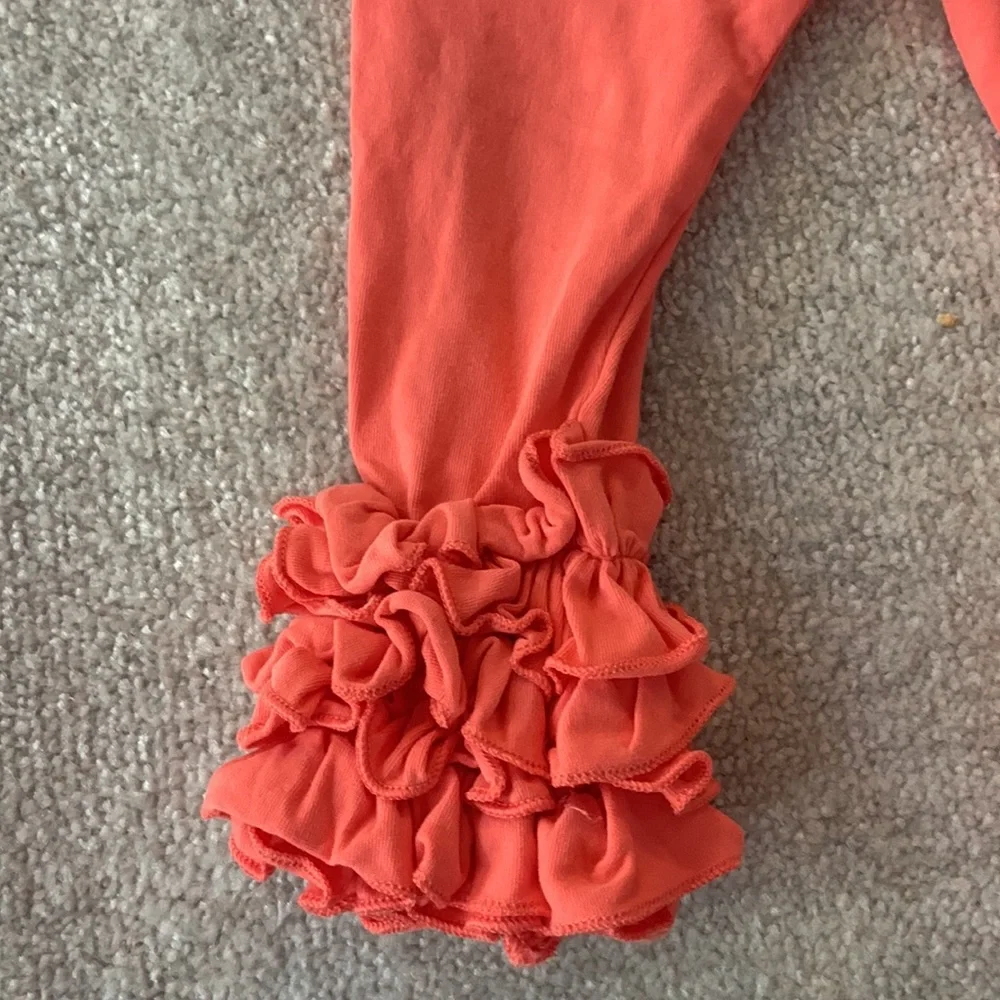 Sew Sassy Coral Ruffled Leggings